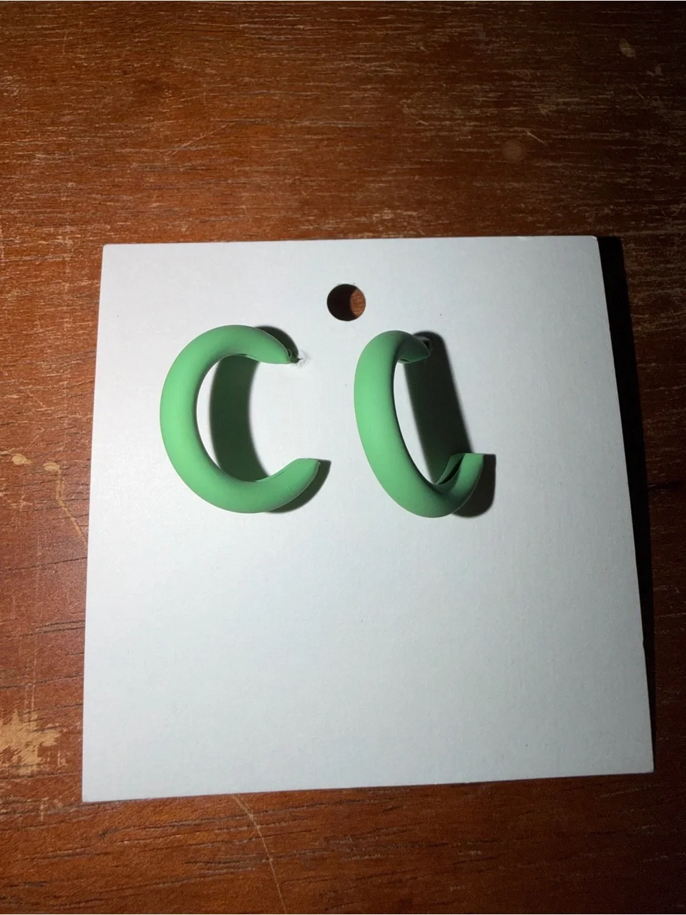 NWT Green Hoop Earrings - Minimal Matte Resin Hoops